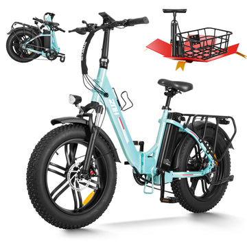 ZNH Foldable Electric Bike for Adults,48V 13Ah Removable Battery ,Powerful 750W Brushless Motor,Folding Electric Mountain bike,20" ×4 Fat Tire,7-Speed,UL2849,Green
