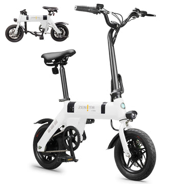 ZNH Ultra-Light Folding Electric Bike for Adults, 400W Motor & 36V Removable Battery, 31-Mile Range, UL 2849, Compact Commuter E-Bike,White