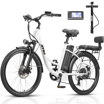 19sr ZNH Electric Bike for Adults,Electric Commutting Bike,City E-bike,7-Speed,UL2849,White