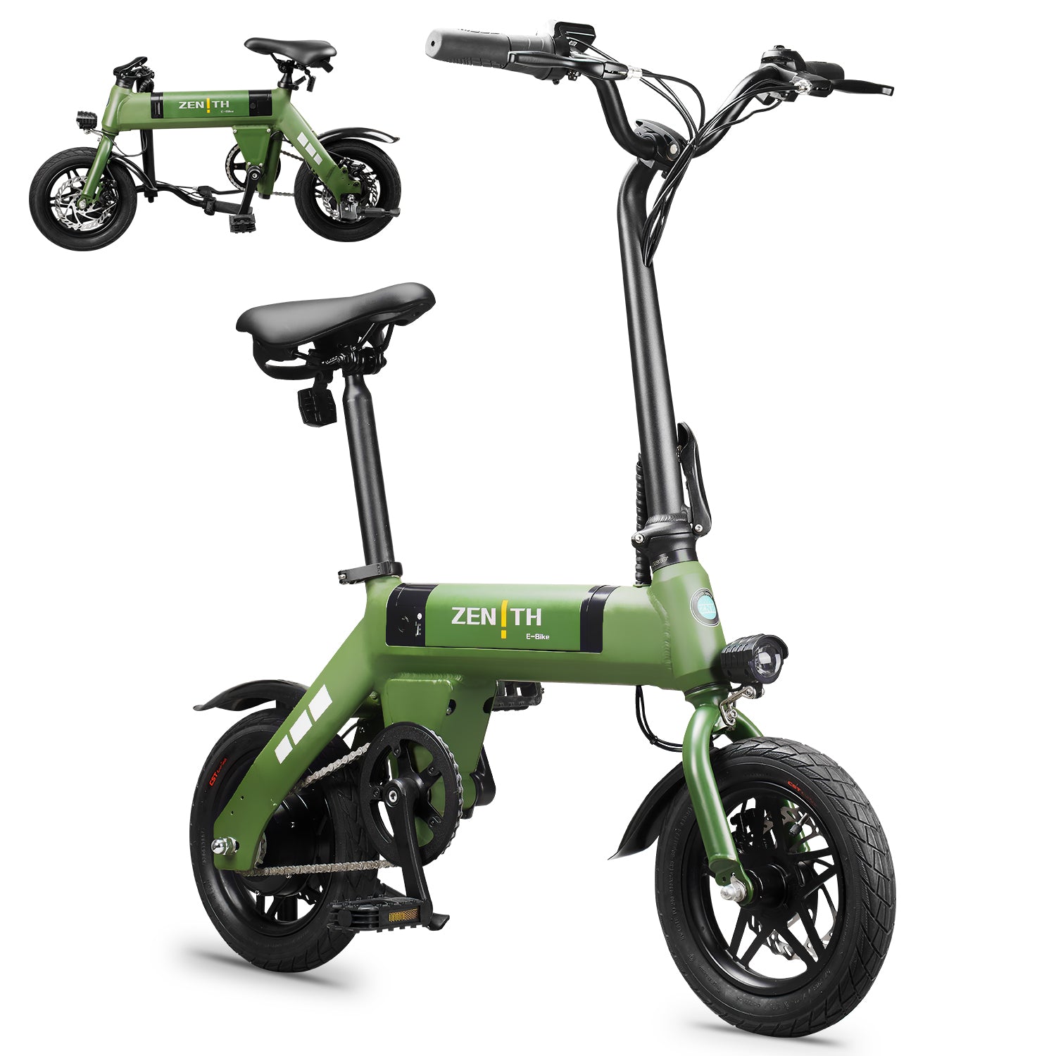 ZNH Folding Electric Bike for Adults, Lightweight Commuter Ebike with 400W Motor,36V Removable Battery,UL 2849,Green