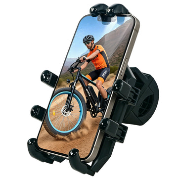 Universal Bike Phone Mount, Anti-Vibration 4-Claw Bicycle Phone Holder for 4.8"-7.2" Smartphones, Handlebar Cell Phone Stand for E-Bikes, Scooters, Dirt Bikes & ATVs, Stable GPS Navigation Bicycle Accessory