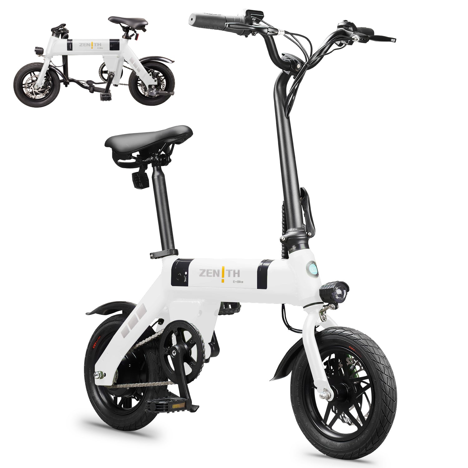 ZNH Ultra-Light Folding Electric Bike for Adults, 400W Motor & 36V Removable Battery, 31-Mile Range, UL 2849, Compact Commuter E-Bike，White