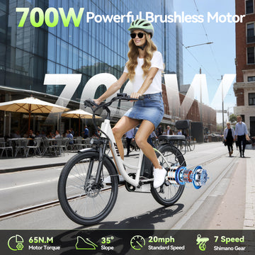 19sr ZNH Electric Bike for Adults,Electric Commutting Bike,City E-bike,7-Speed,UL2849,White