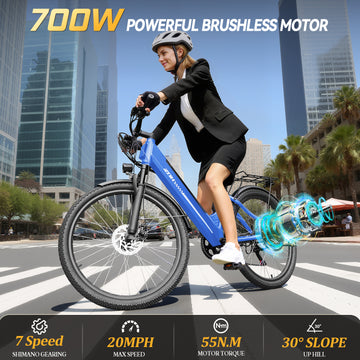 17sr Electric bike，48v 13ah Removable Battery，Up to 20mph,UL2849,Blue