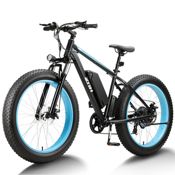 ZNH 26'' Fat Tire Electric Bike for Adults,1000W Peak Powerful Brushless Motor,Electric Mountain Bike w 48v 13ah Removable Battery，Max 20mph Snow Bike for Men，UL2849，Black