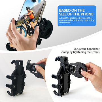 Universal Bike Phone Mount, Anti-Vibration 4-Claw Bicycle Phone Holder for 4.8"-7.2" Smartphones, Handlebar Cell Phone Stand for E-Bikes, Scooters, Dirt Bikes & ATVs, Stable GPS Navigation Bicycle Accessory
